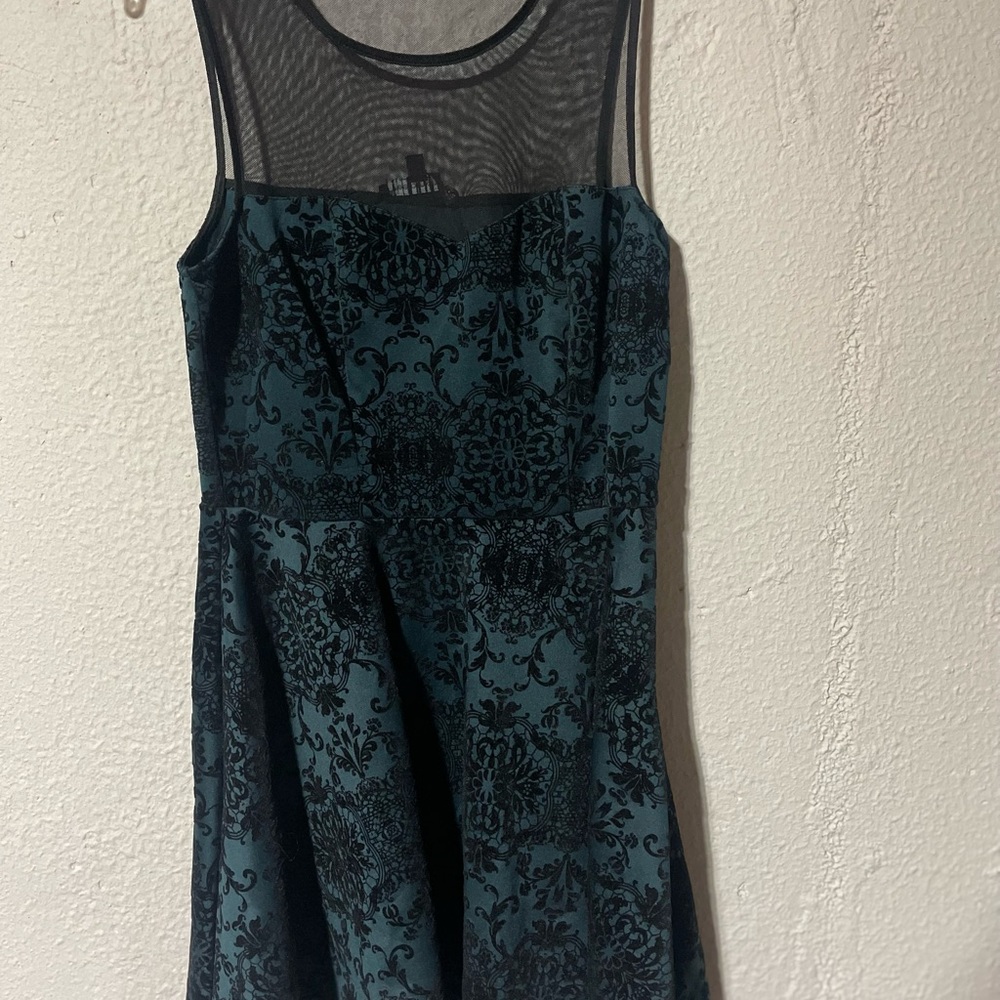 Three Hearts Teal and Black Lace Dress
